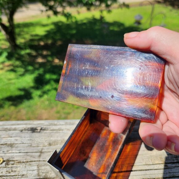 Vintage MCM Italian Faux Tortious Shell Acrilic, Lucite and Metal Box MCM, Glam - Picture 14 of 15